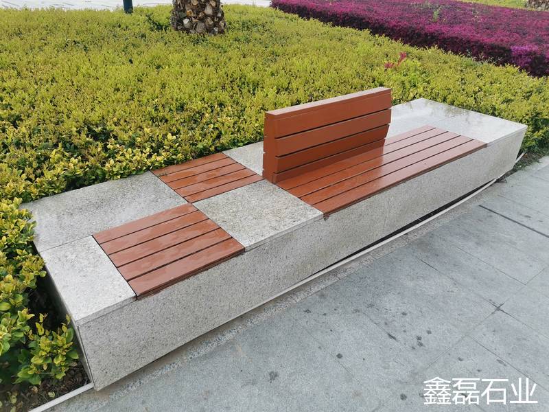 芝麻灰花岗岩户外休闲石座椅